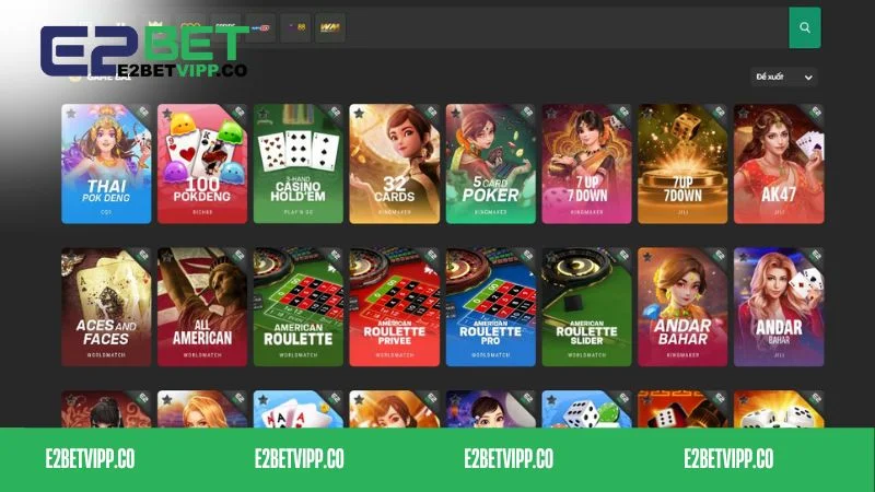 Bật mí top game hot E2bet thuộc chuyên mục game bài